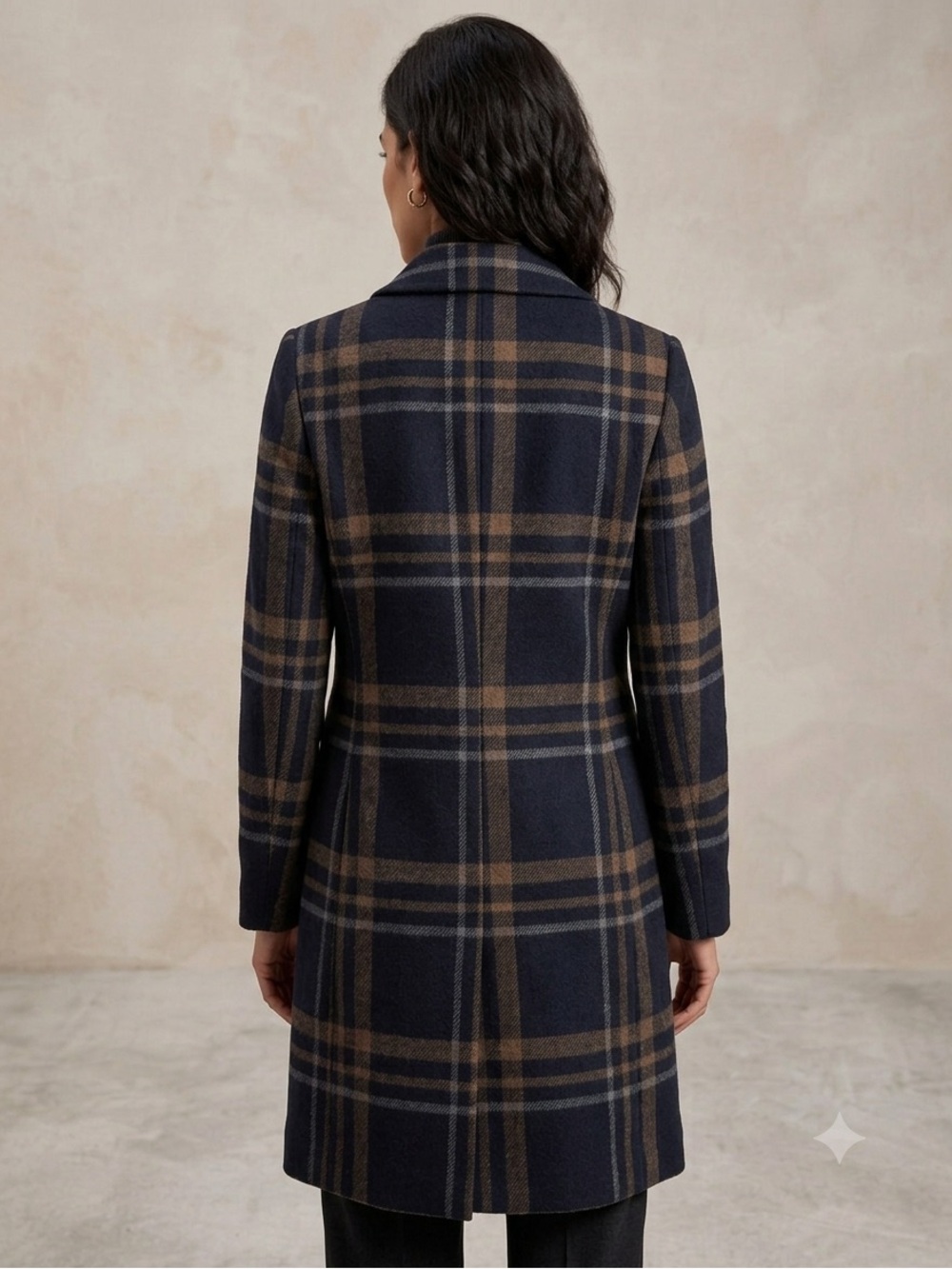 DKNY Navy and Brown Plaid Stylish Comfort for Cooler Weather - Picture 3 of 7